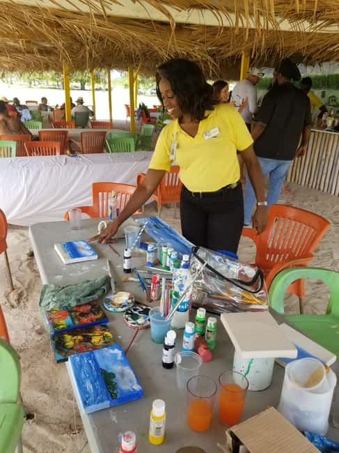 Sip & Paint with lunch on exciting Ffryes Tiki beach Bar - Meeting local artists at the gallery